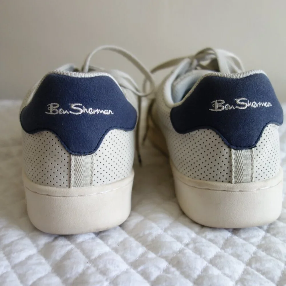 BEN SHERMAN Webber Light Tannish/Gray w/ Navy Stripes Lace-Up Sneakers – Mens 11